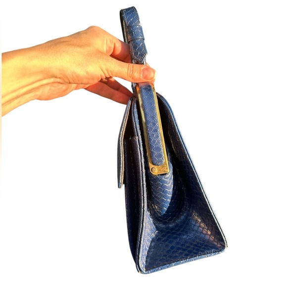 Vintage 60s Susan Gail lizard Kelly kiss lock top handle bag purse - Picture 4 of 11